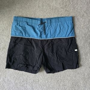Croft & Barrow Blue and Black Swim Trunks Athletic Style